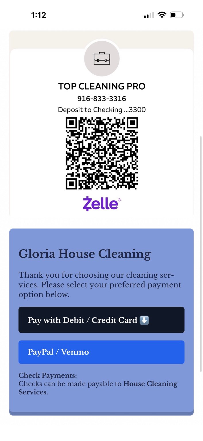 Zelle QR code for TOP CLEANING PRO